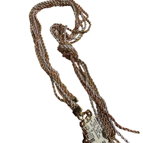 NWT Charter Club Tri-Tone Multi-Chain Knotted Lariat Necklace, 30”+ 2” - Picture 5 of 5